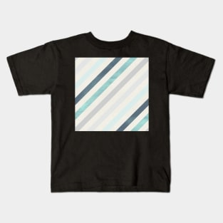 Diagonal Stripes in Blue and Silver Kids T-Shirt